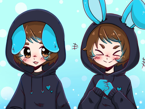 Which way does 8bitbunny wear hoodie?