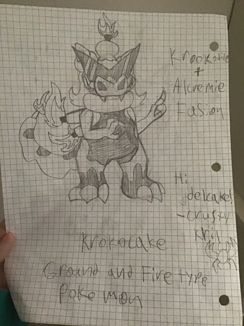 Ground/Fire Type Pokémon thats obtained by attempting to fuse both Krookodile and Alcremie during night. (34% Chance)